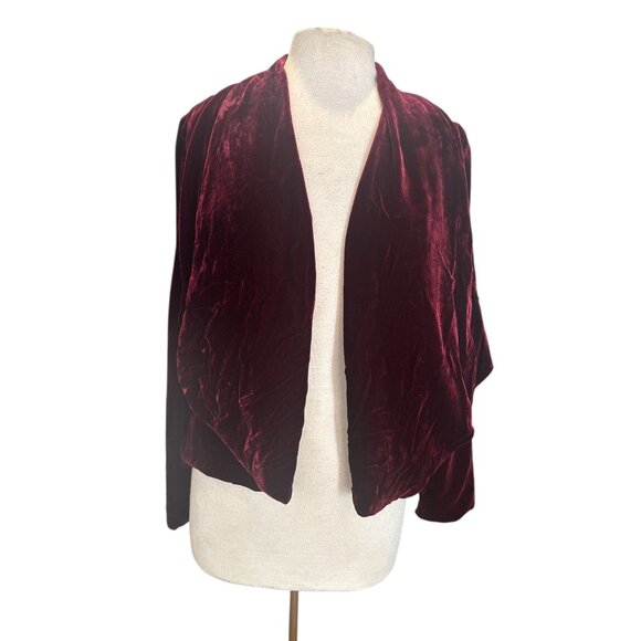 Lavender Brown Velvet Drape Jacket Women’s Medium – Wine Burgundy Silk Blend Sof - Picture 2 of 10